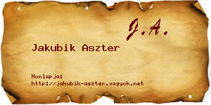 Jakubik Aszter névjegykártya